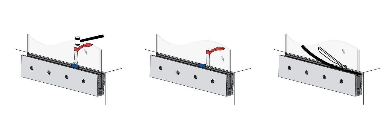Schéma d'installation du joint - clôture piscine GLASSFIT 1402